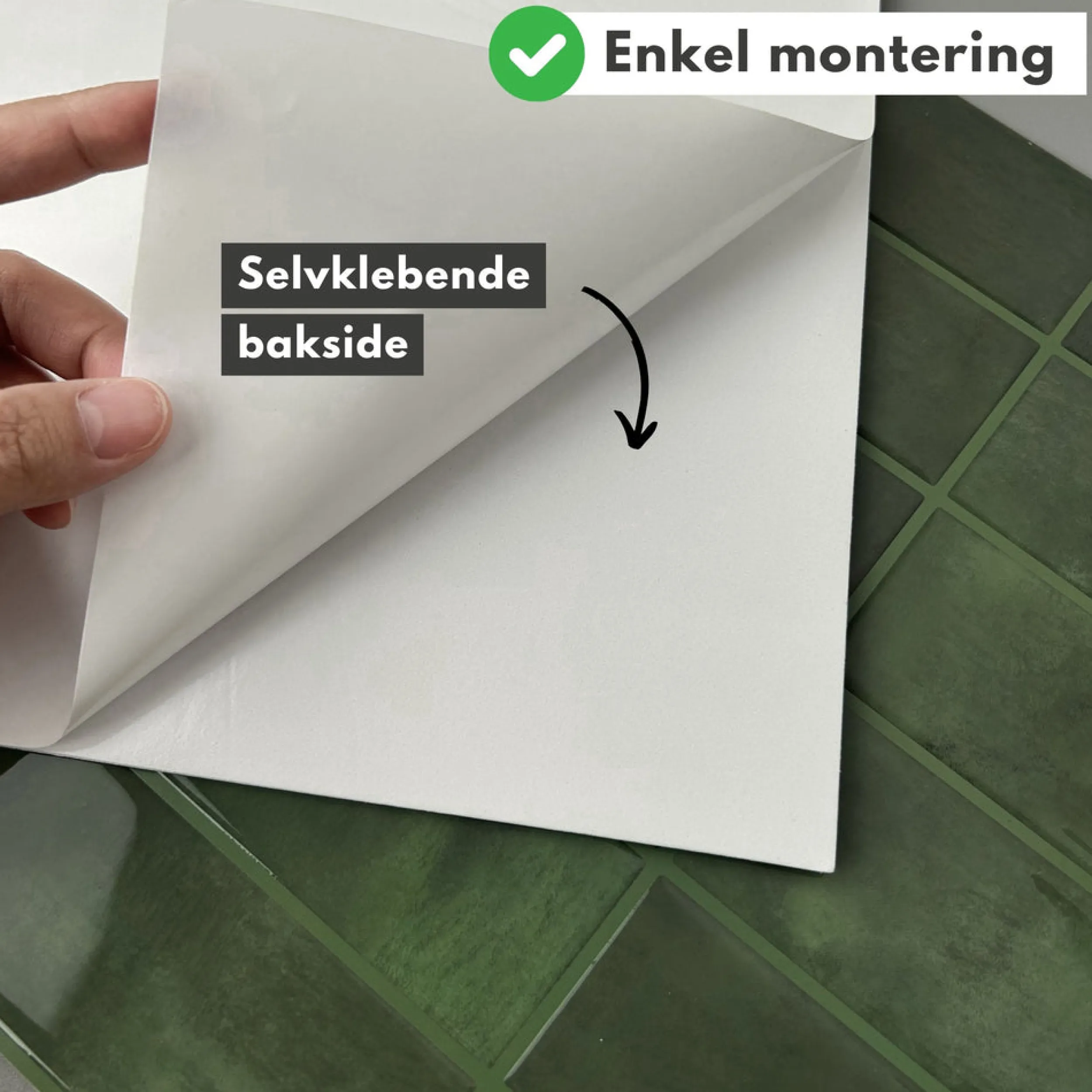 Best Adelina grønn selvklebende veggfliser Veggfliser