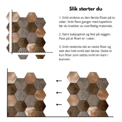 Online Bente hexagon selvklebende veggfliser Veggfliser | Til Kjøkkenvegg