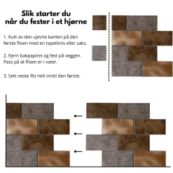 Discount Bente subway selvklebende veggfliser Veggfliser | Til Kjøkkenvegg