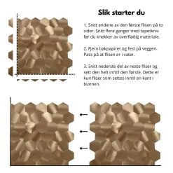 Discount Børstet kobber medium selvklebende veggfliser Veggfliser | Til Kjøkkenvegg