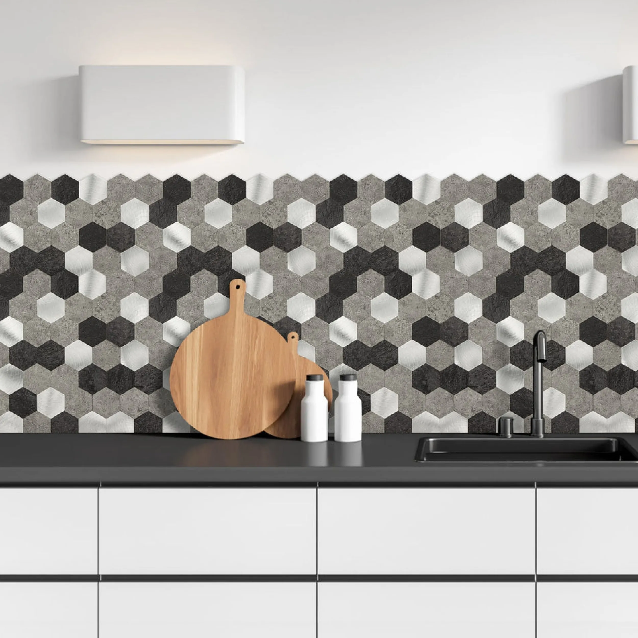 Outlet Espresso hexagon selvklebende fliser Veggfliser