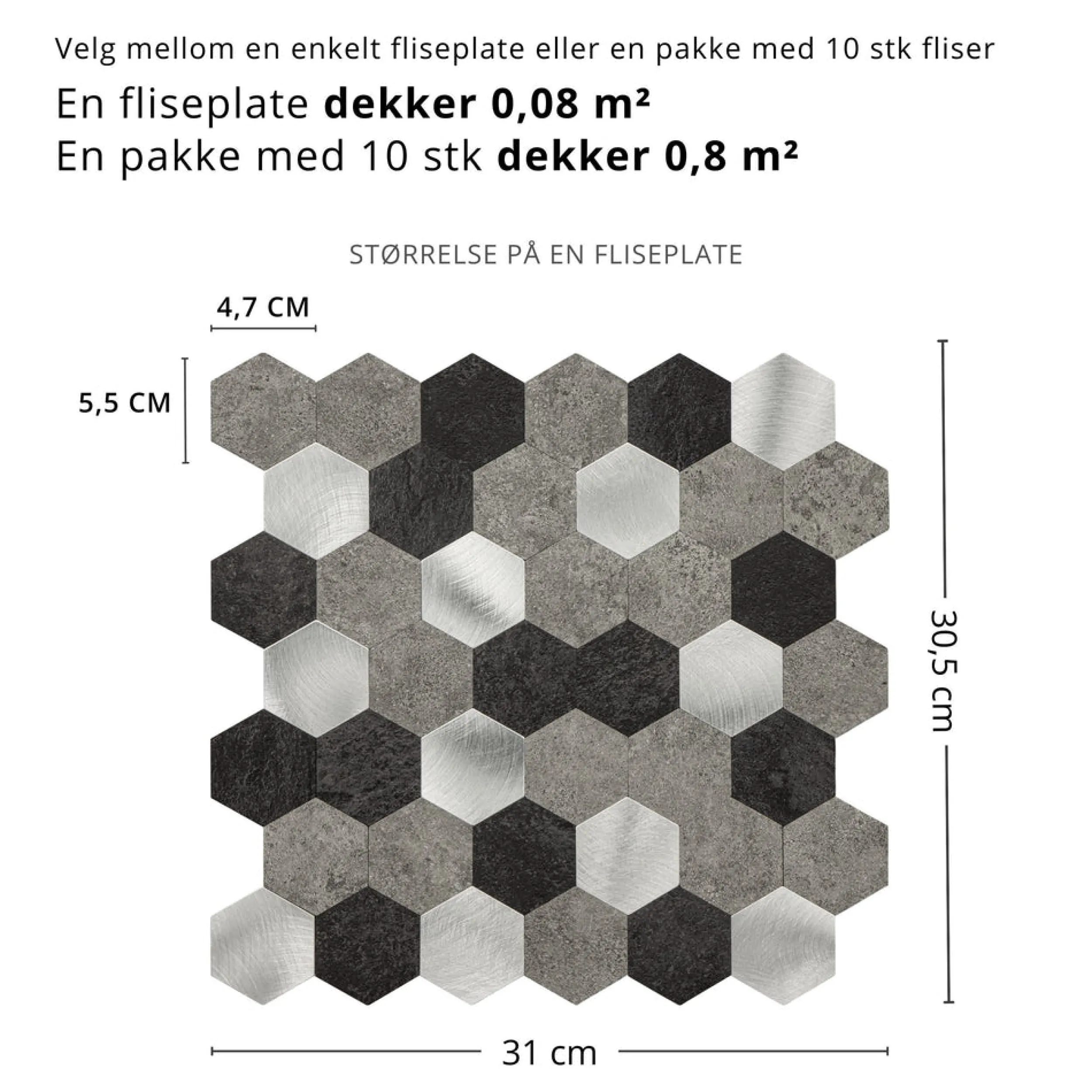 Outlet Espresso hexagon selvklebende fliser Veggfliser