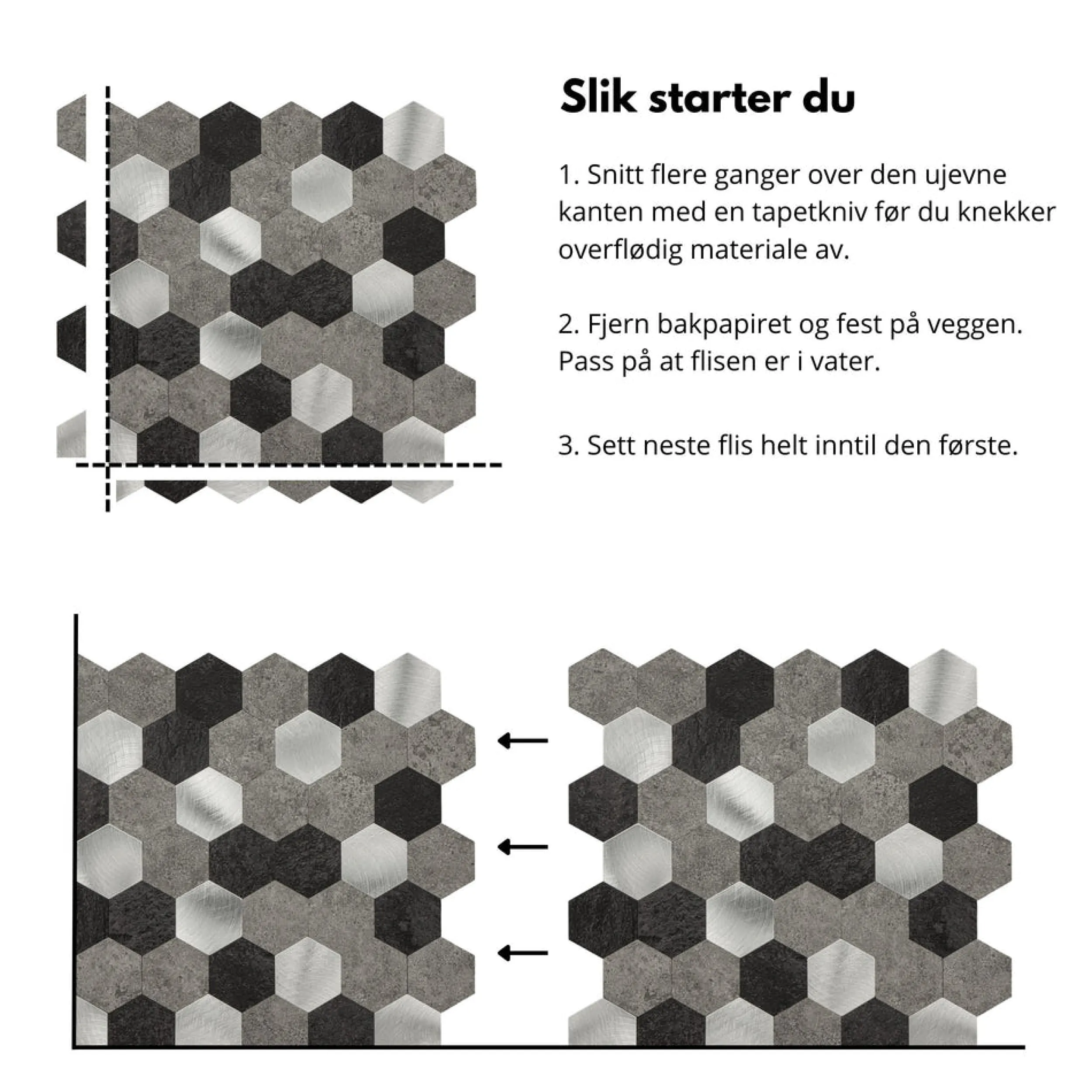 Outlet Espresso hexagon selvklebende fliser Veggfliser