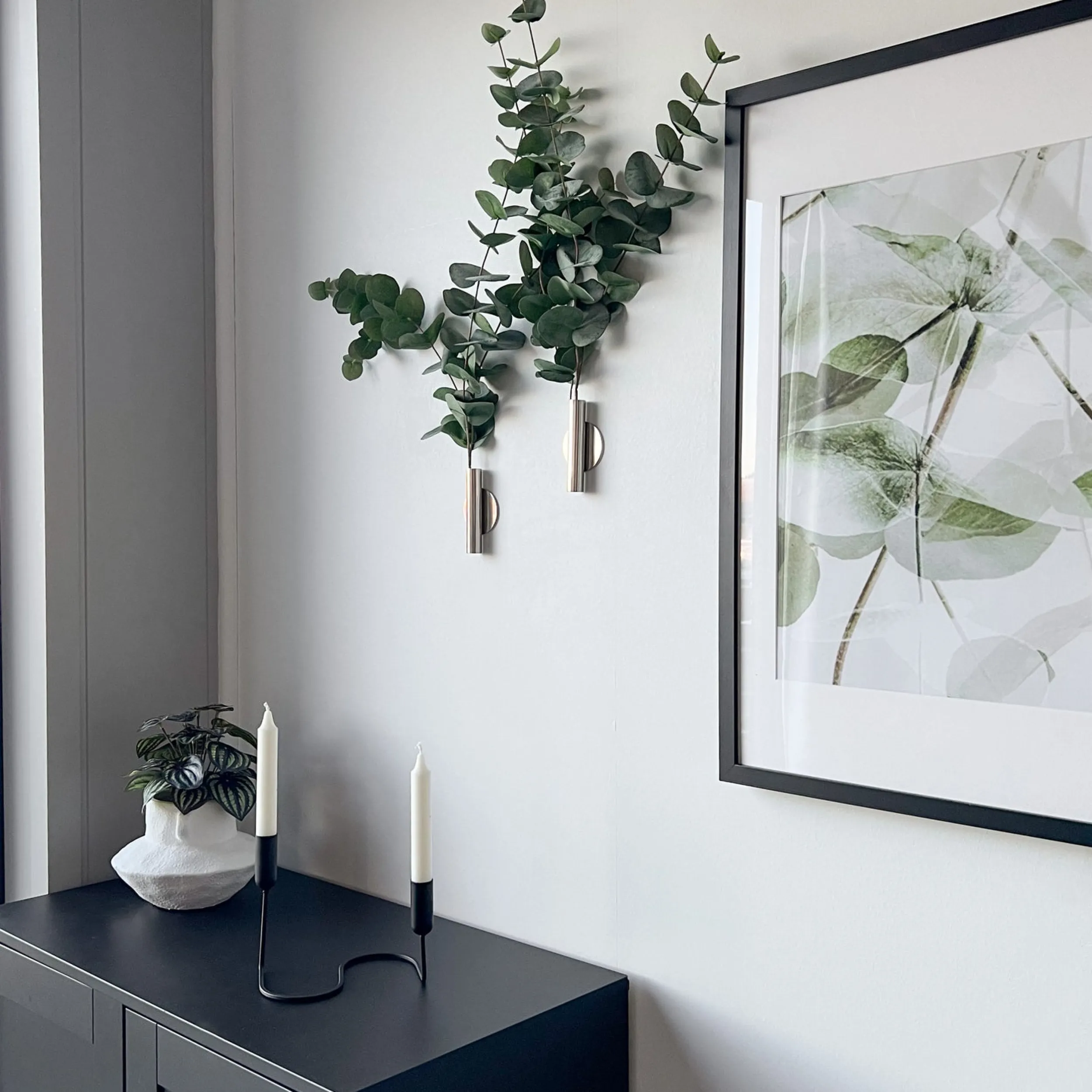 Fashion Eucalyptus& Manhattan veggvase, sølv Potter Og Vaser | Kunstige Planter