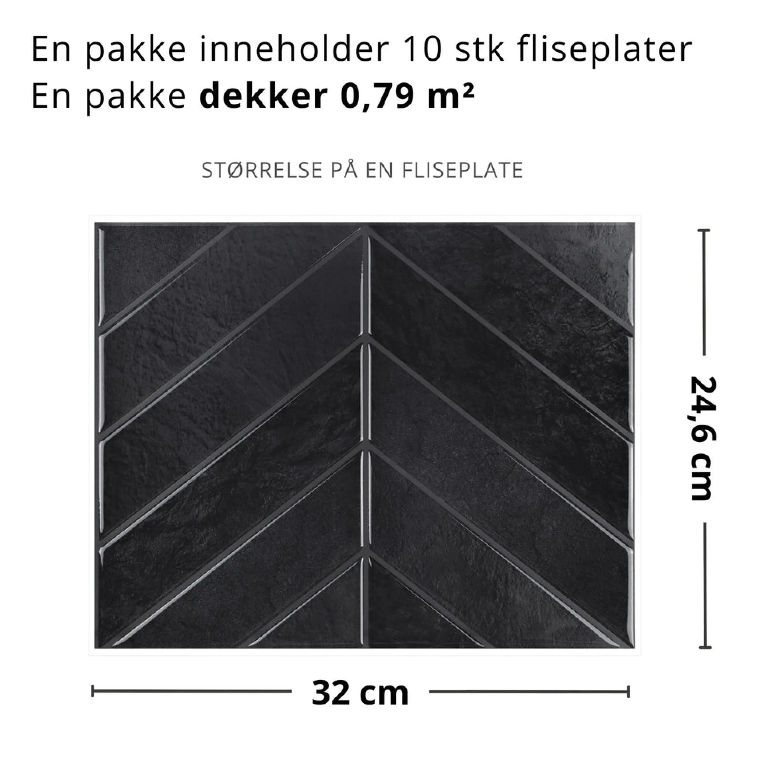 Discount Evelina sort selvklebende veggfliser Veggfliser