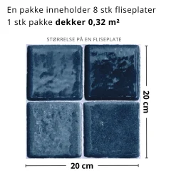 Clearance Ezra dyp blå selvklebende fliser Veggfliser | Gulvfliser