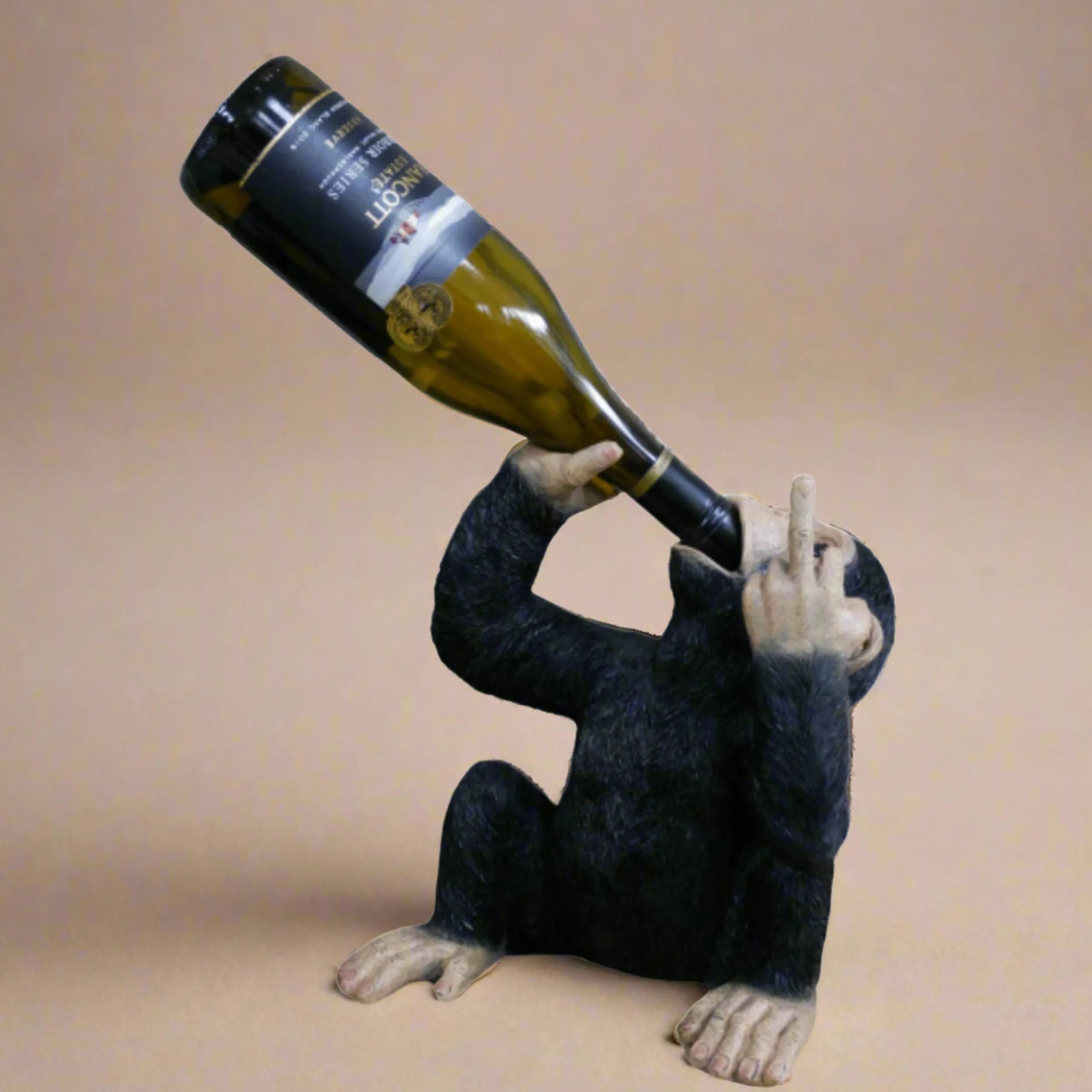Clearance Frekk apekatt vinholder, sort Pynt