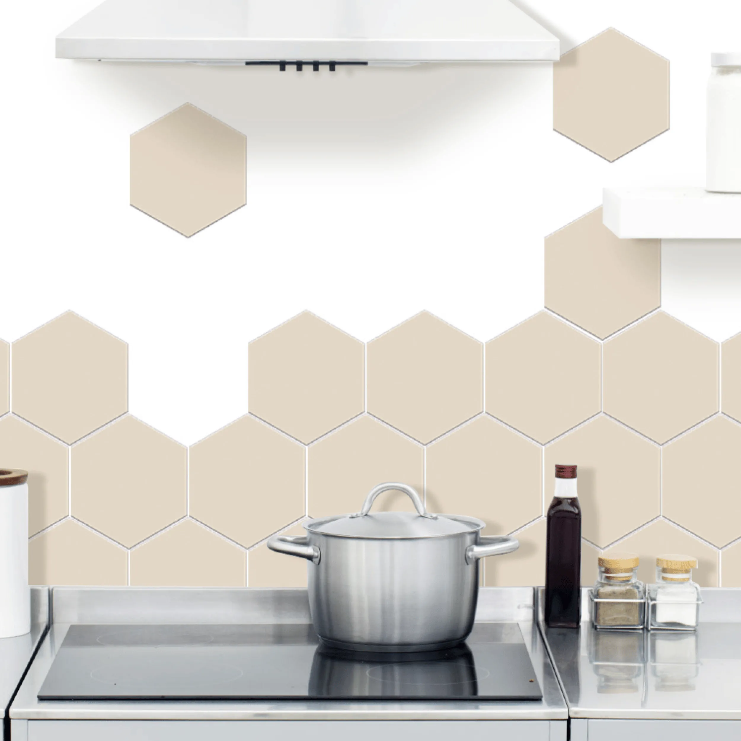 Sale Hexagon beige selvklebende veggflis 20-pk Til Kjøkkenvegg | Veggfliser