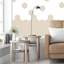 Sale Hexagon beige selvklebende veggflis 20-pk Til Kjøkkenvegg | Veggfliser