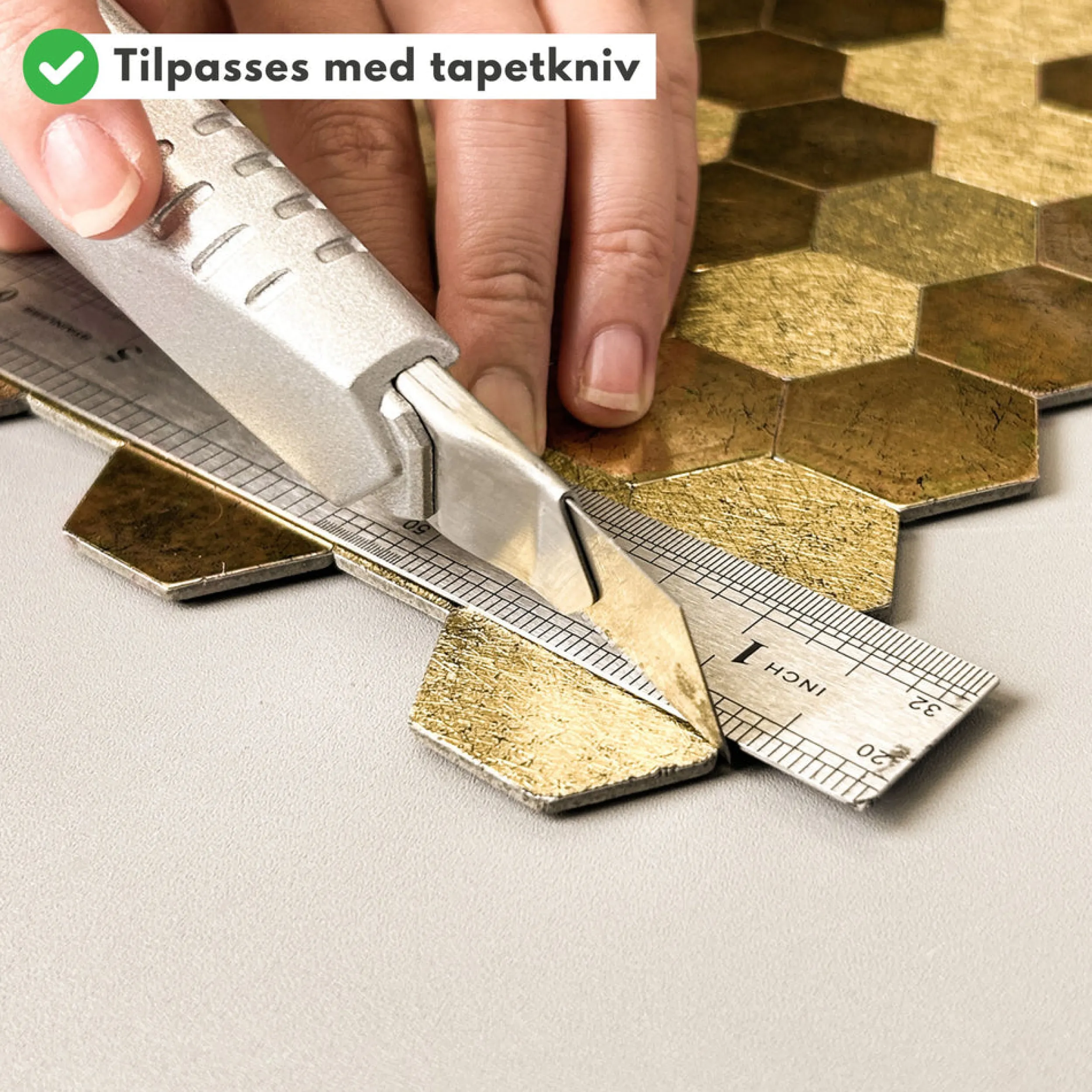 Fashion Hexagon gold selvklebende veggfliser Veggfliser | Til Kjøkkenvegg