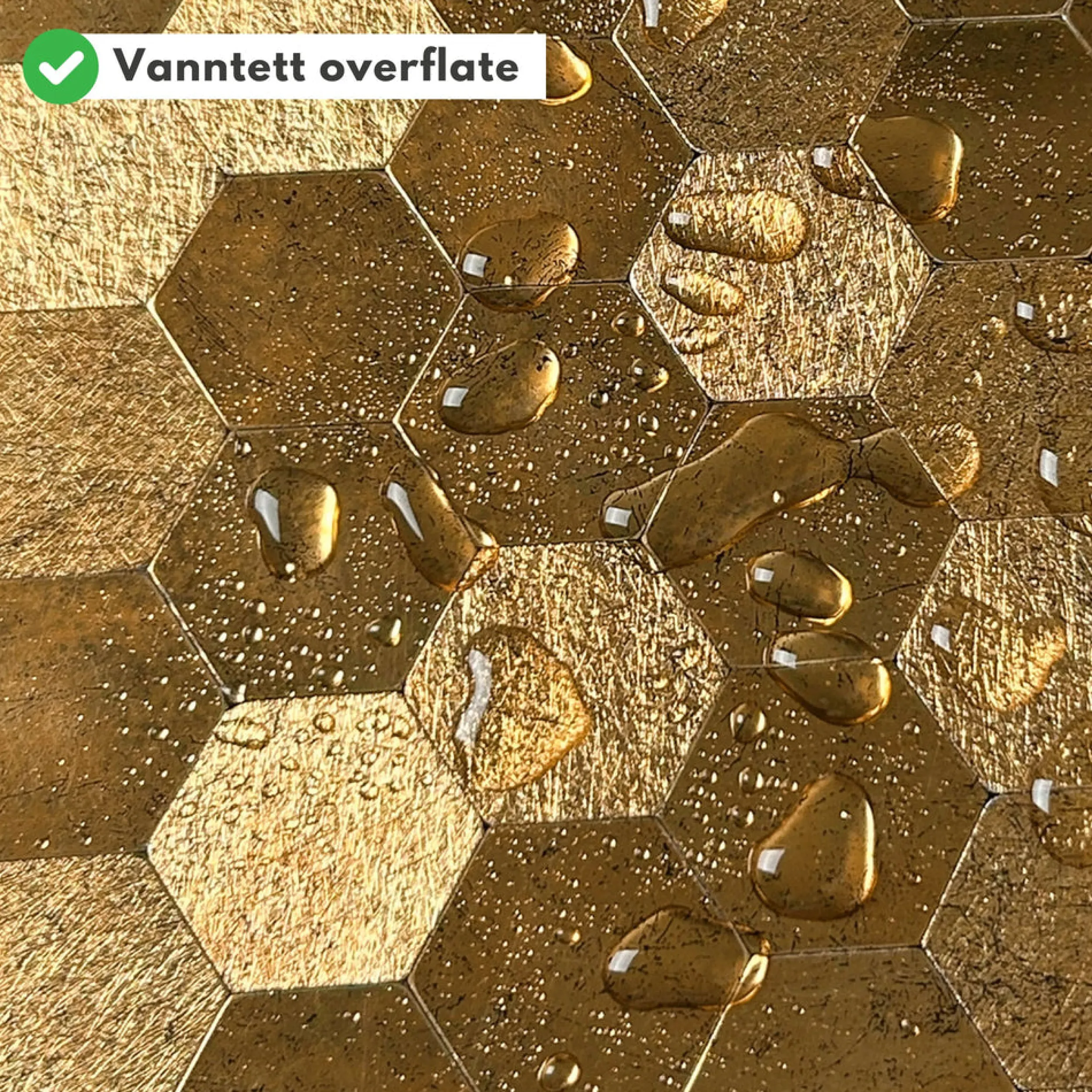 Fashion Hexagon gold selvklebende veggfliser Veggfliser | Til Kjøkkenvegg