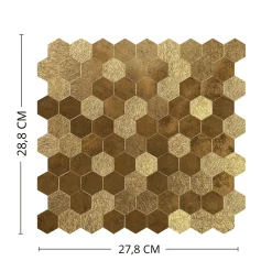 Fashion Hexagon gold selvklebende veggfliser Veggfliser | Til Kjøkkenvegg