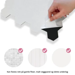 Fashion Hexagon lysegrå betong selvklebende veggfliser Veggfliser | Til Kjøkkenvegg