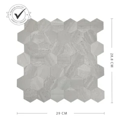 Fashion Hexagon lysegrå betong selvklebende veggfliser Veggfliser | Til Kjøkkenvegg