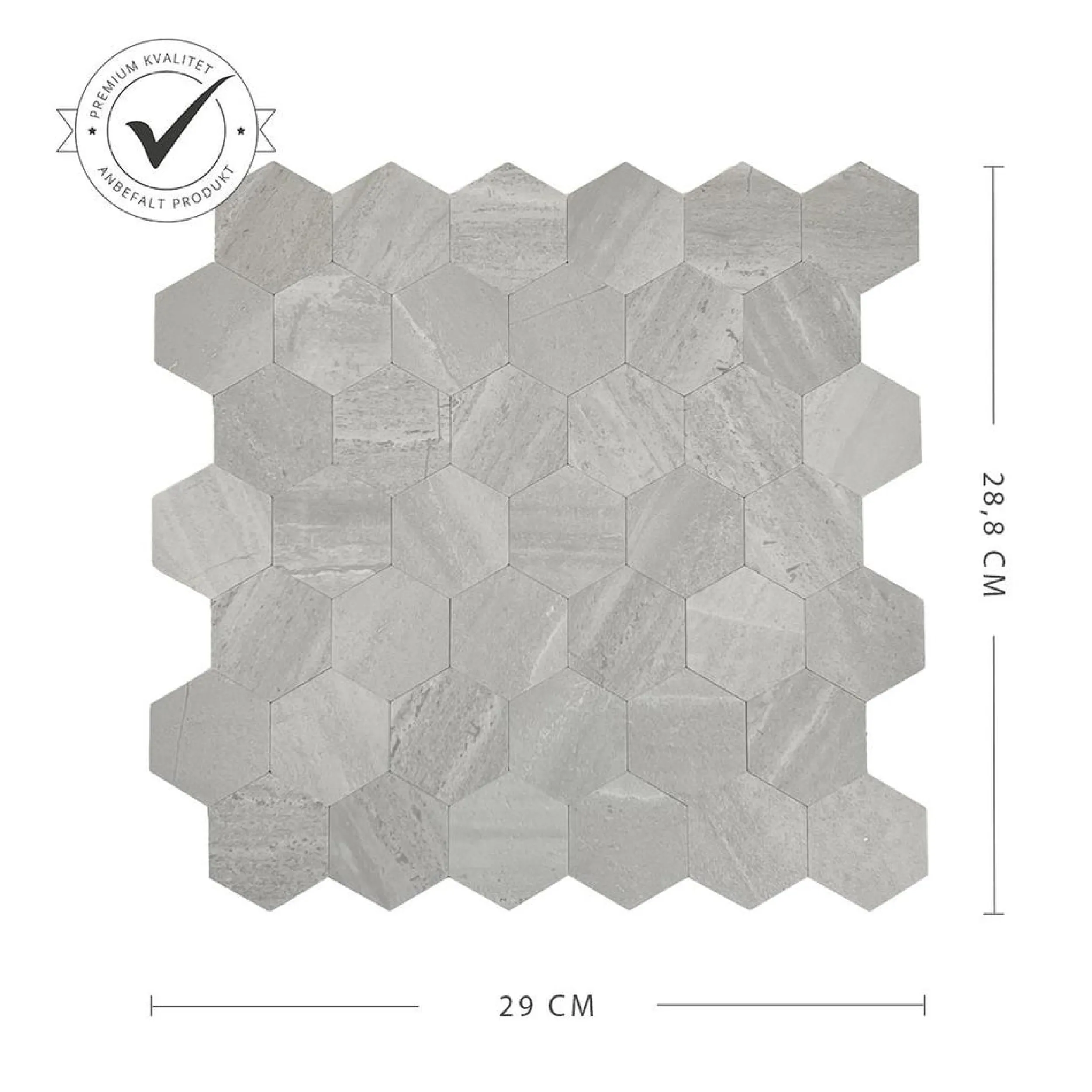 Fashion Hexagon lysegrå betong selvklebende veggfliser Veggfliser | Til Kjøkkenvegg