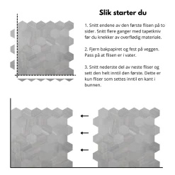Fashion Hexagon lysegrå betong selvklebende veggfliser Veggfliser | Til Kjøkkenvegg