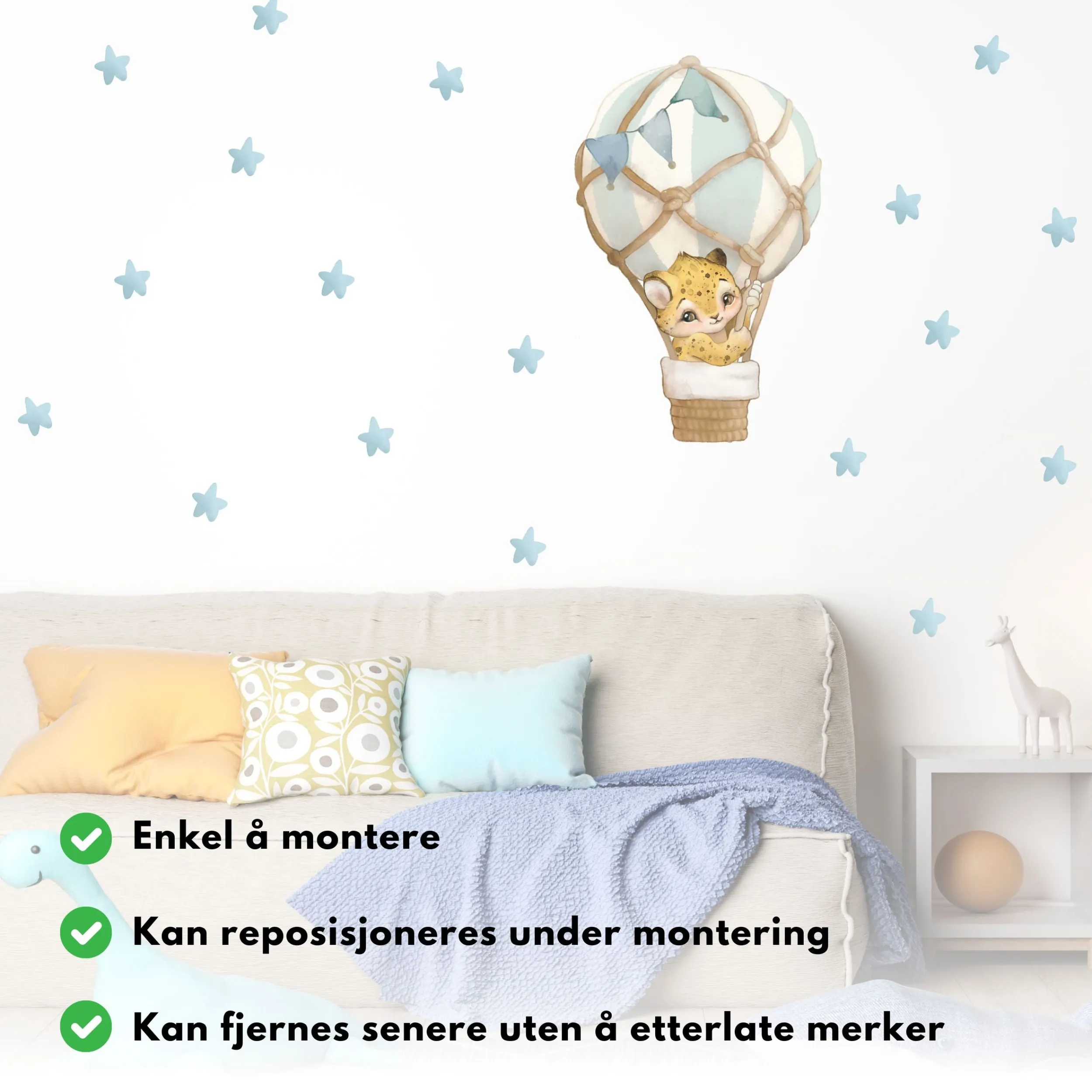 Fashion Luftballong klistremerke, blå Barnestickers