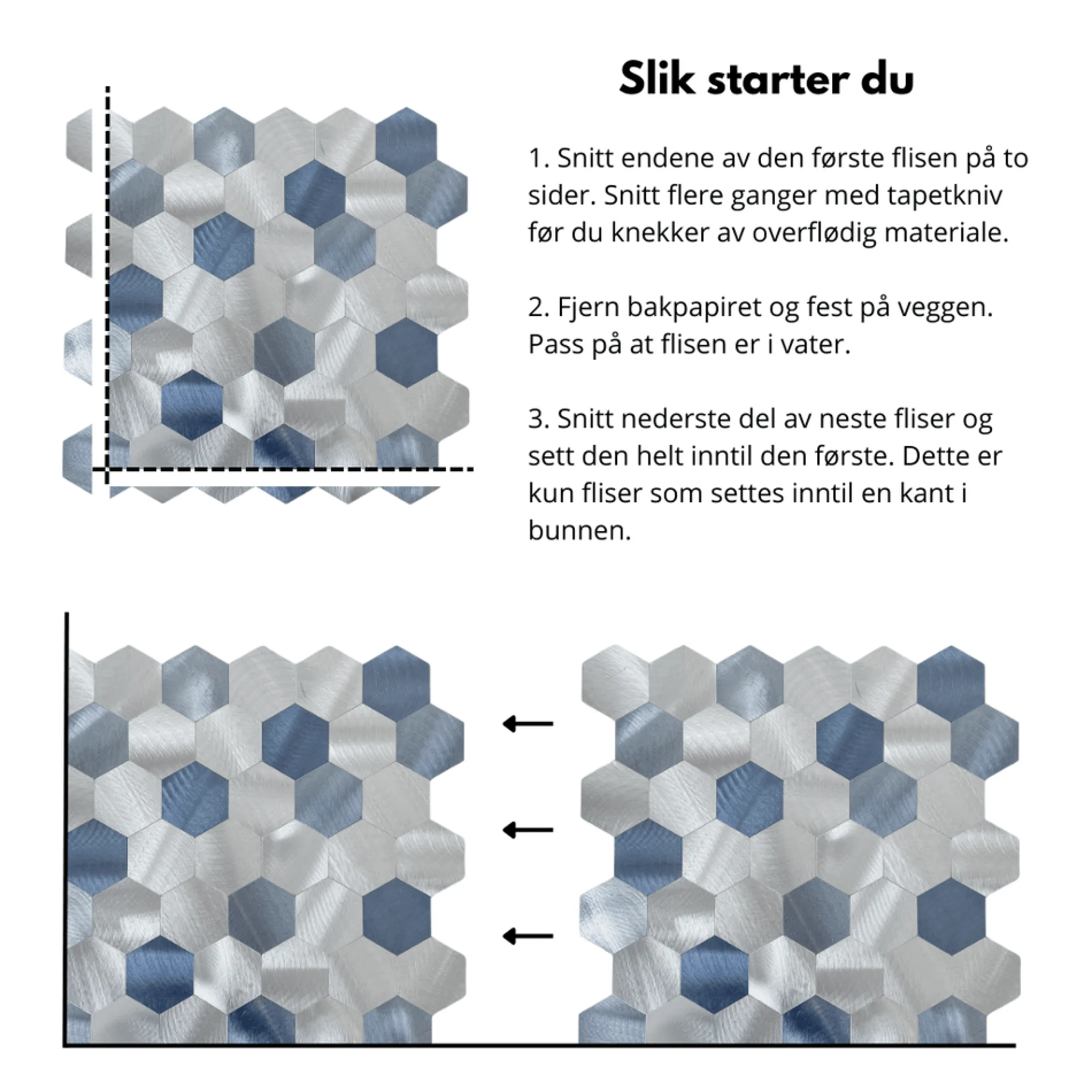 Sale Lykke hexagon selvklebende veggfliser Veggfliser | Til Kjøkkenvegg