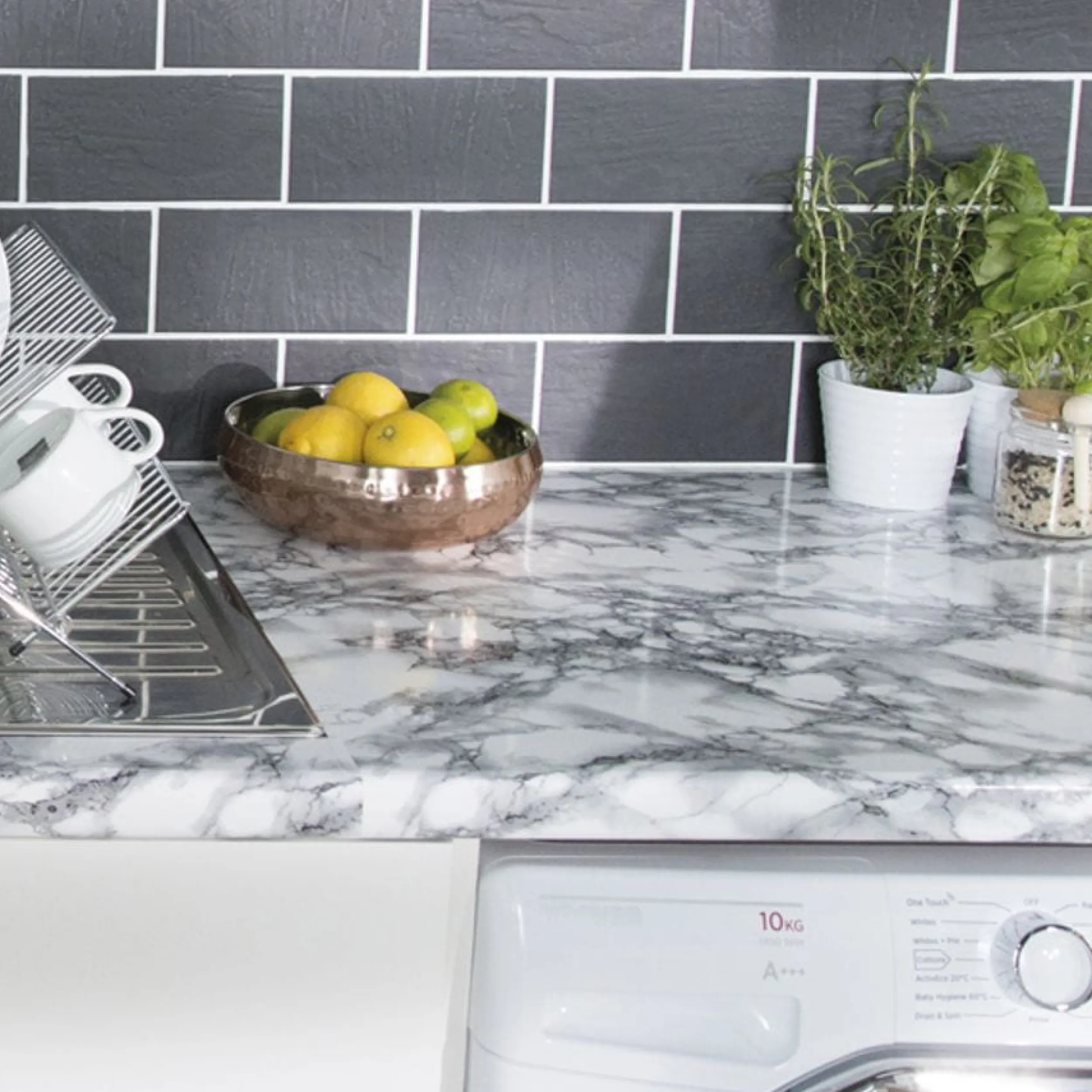 Fashion Marmor hvit/sort kontaktplast Marmor | Bord