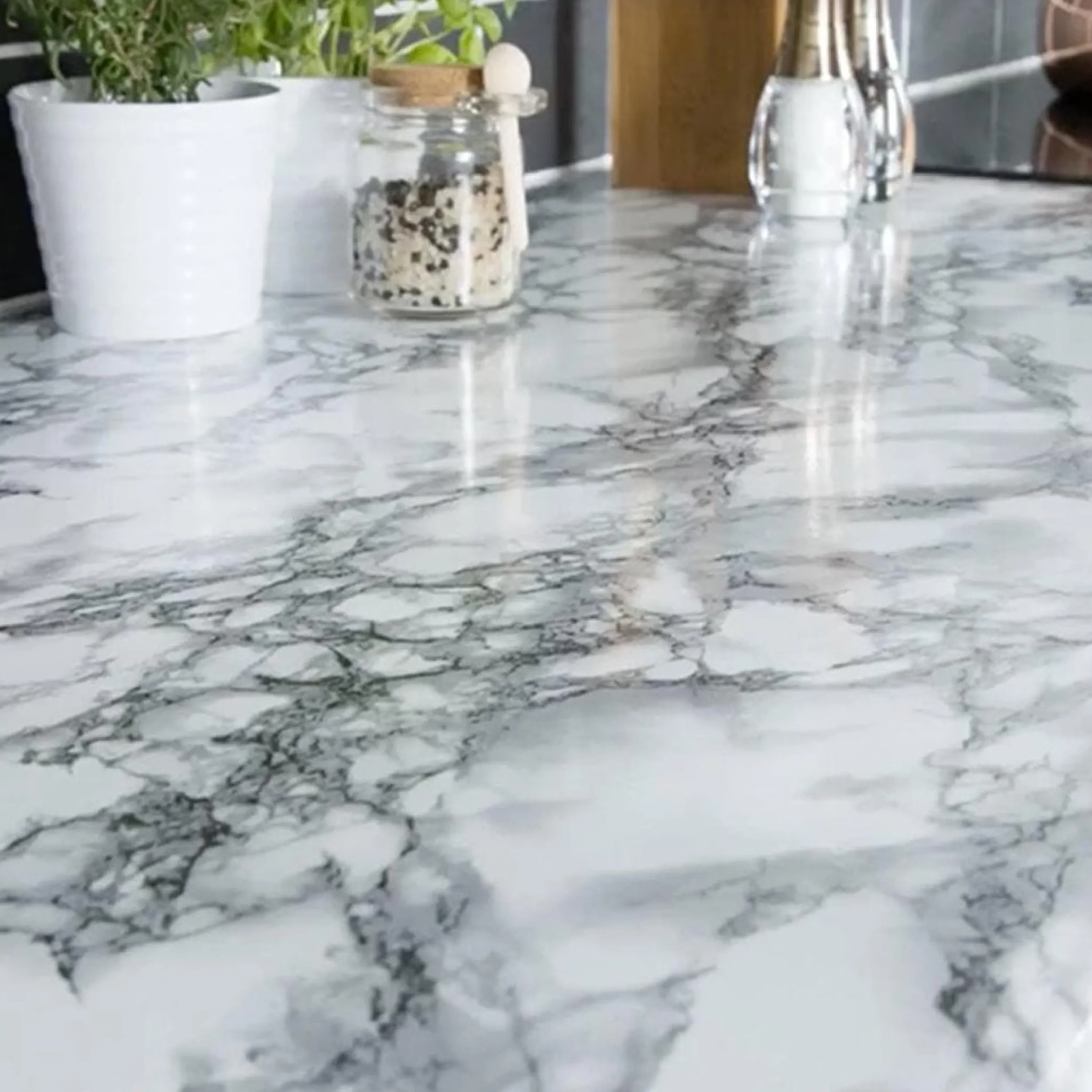 Fashion Marmor hvit/sort kontaktplast Marmor | Bord