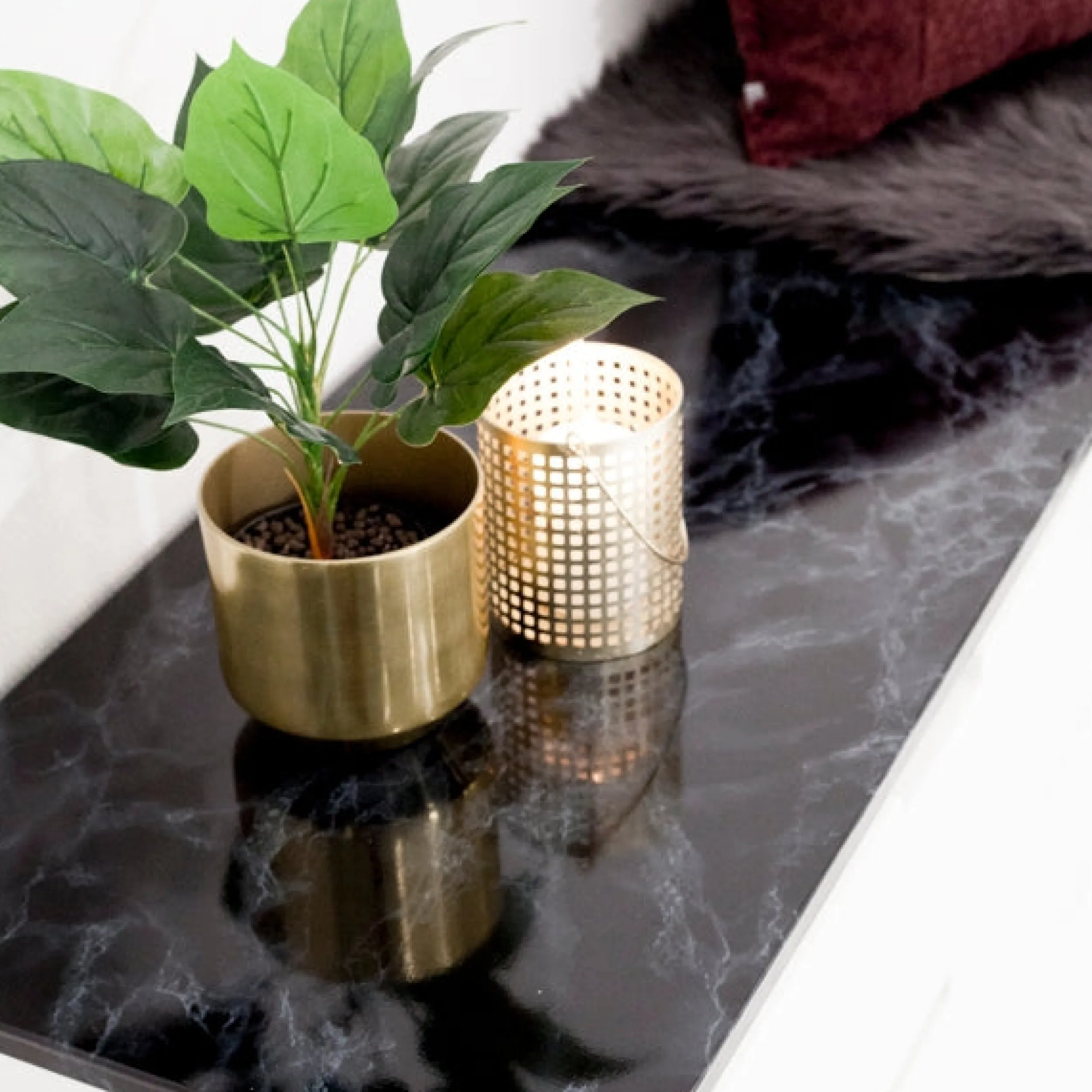 Fashion Marmor sort/blå kontaktplast Marmor | Bord