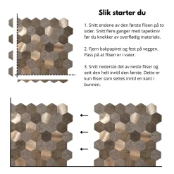 Best Mocca hexagon selvklebende veggfliser Veggfliser | Til Kjøkkenvegg