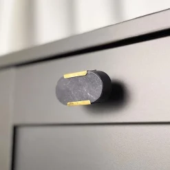 Outlet 2-pk Knott oval sort marmor Håndtak