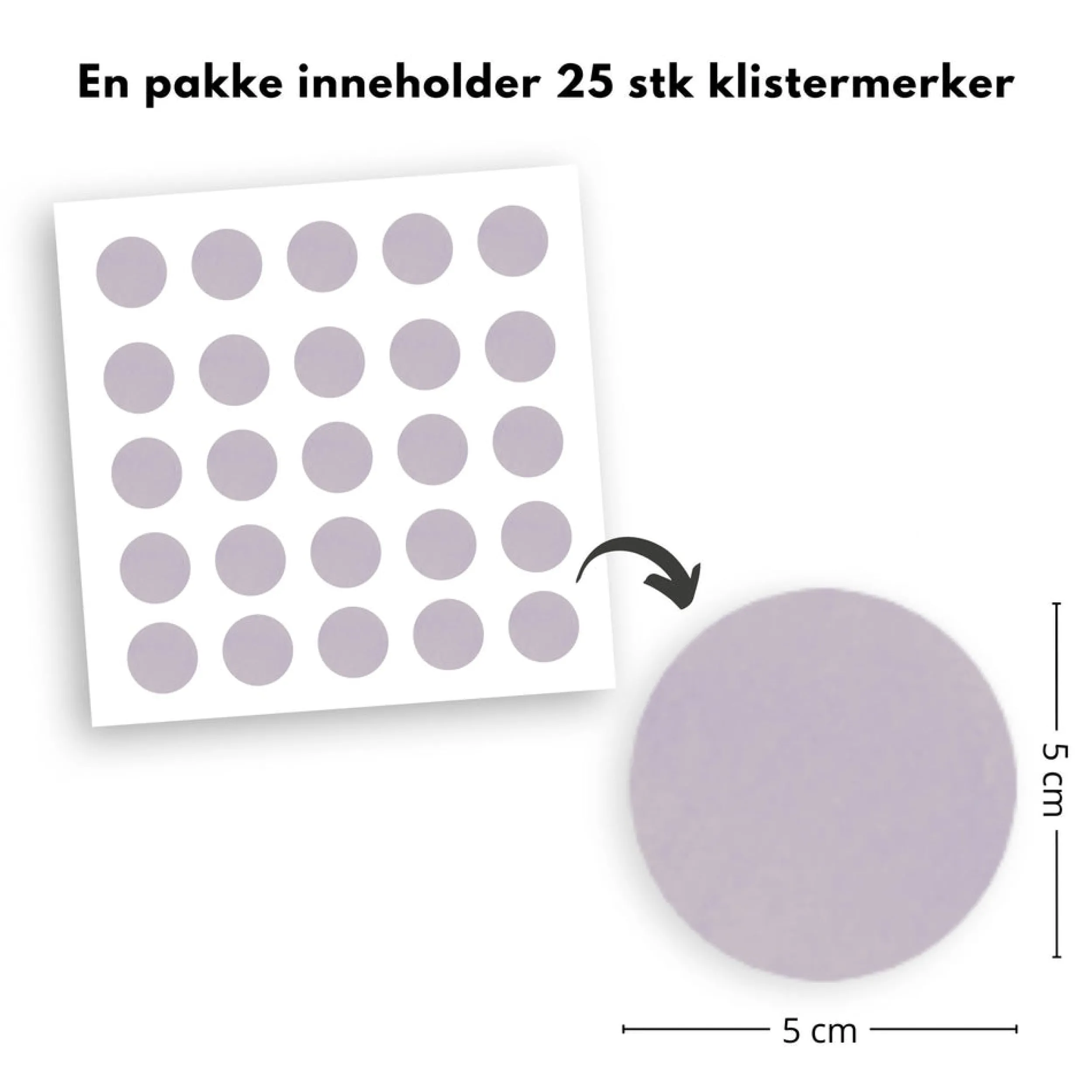 Sale 25-pk prikker klistremerker, lilla Barnestickers