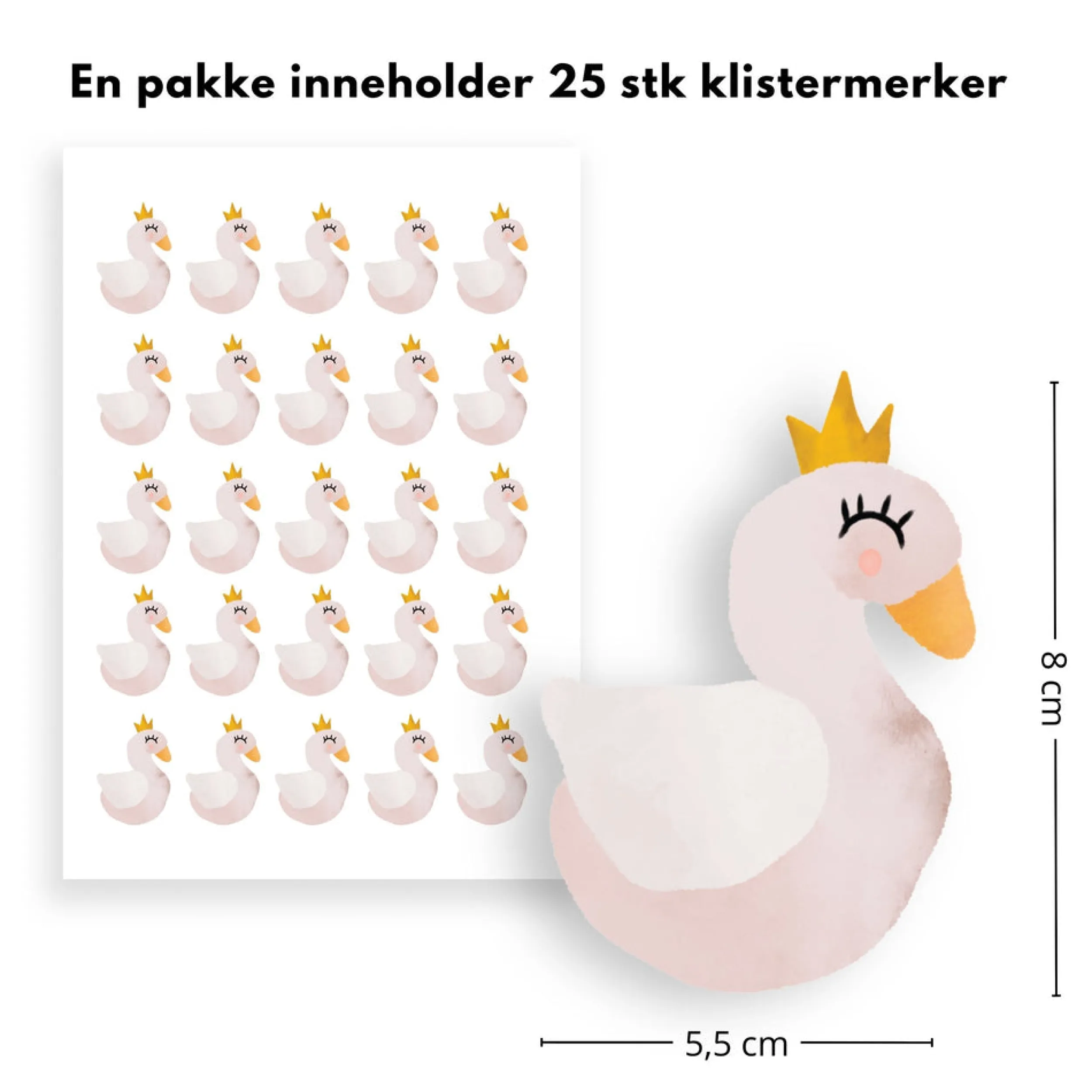 Clearance 25-pk princess swan klistremerker Barnestickers