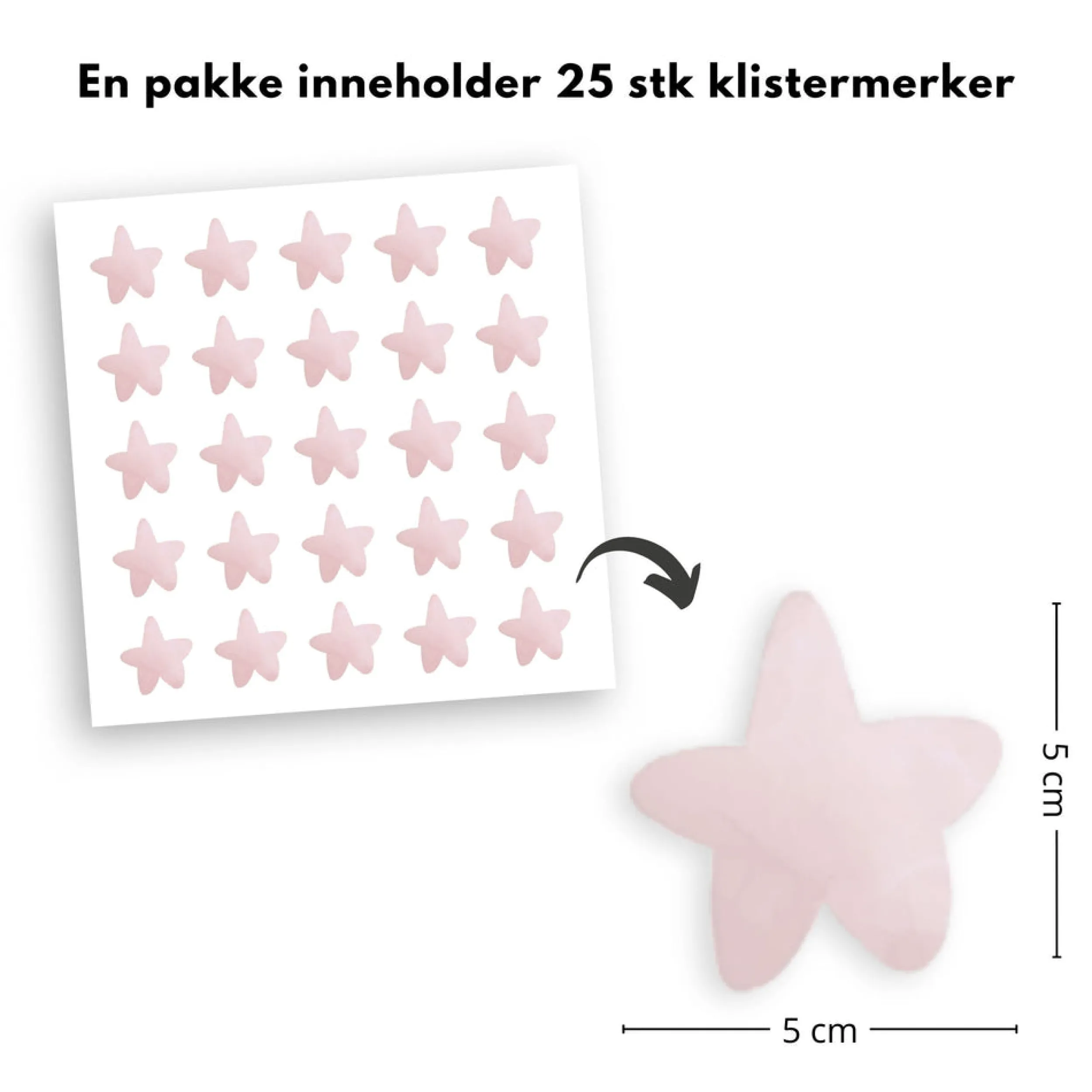 Best 25-pk stjerner klistremerker, rosa Barnestickers