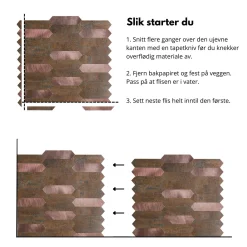 Fashion Rosie lang hexagon selvklebende veggfliser Veggfliser