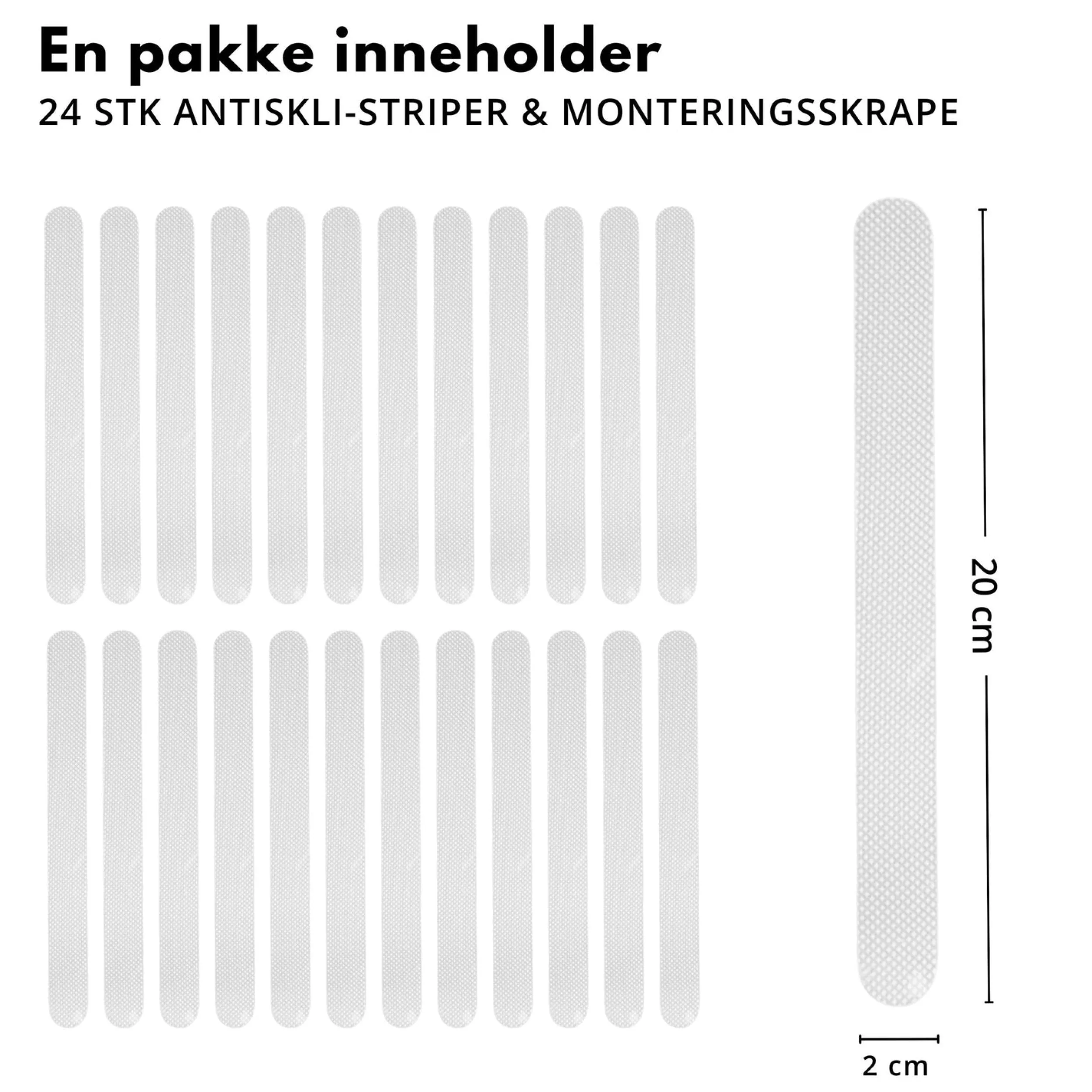 Clearance Selvklebende antiskli striper, gjennomsiktig 24-pk Verktøy | Baderom