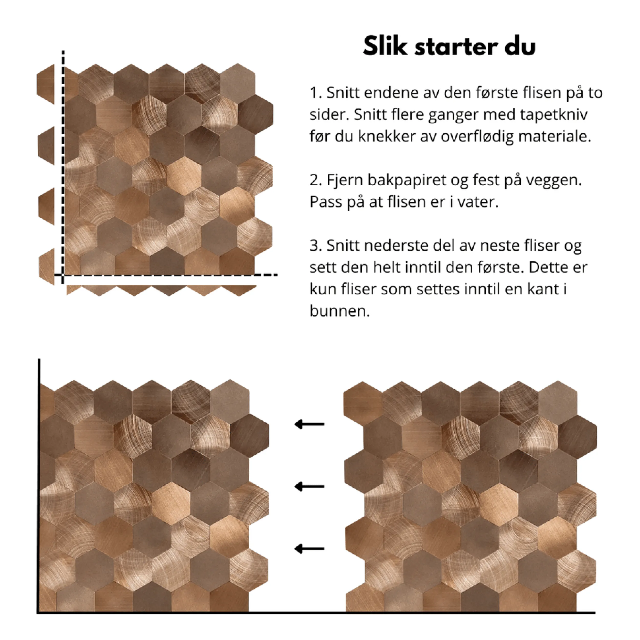 Best Sofie hexagon selvklebende veggfliser Veggfliser | Til Kjøkkenvegg