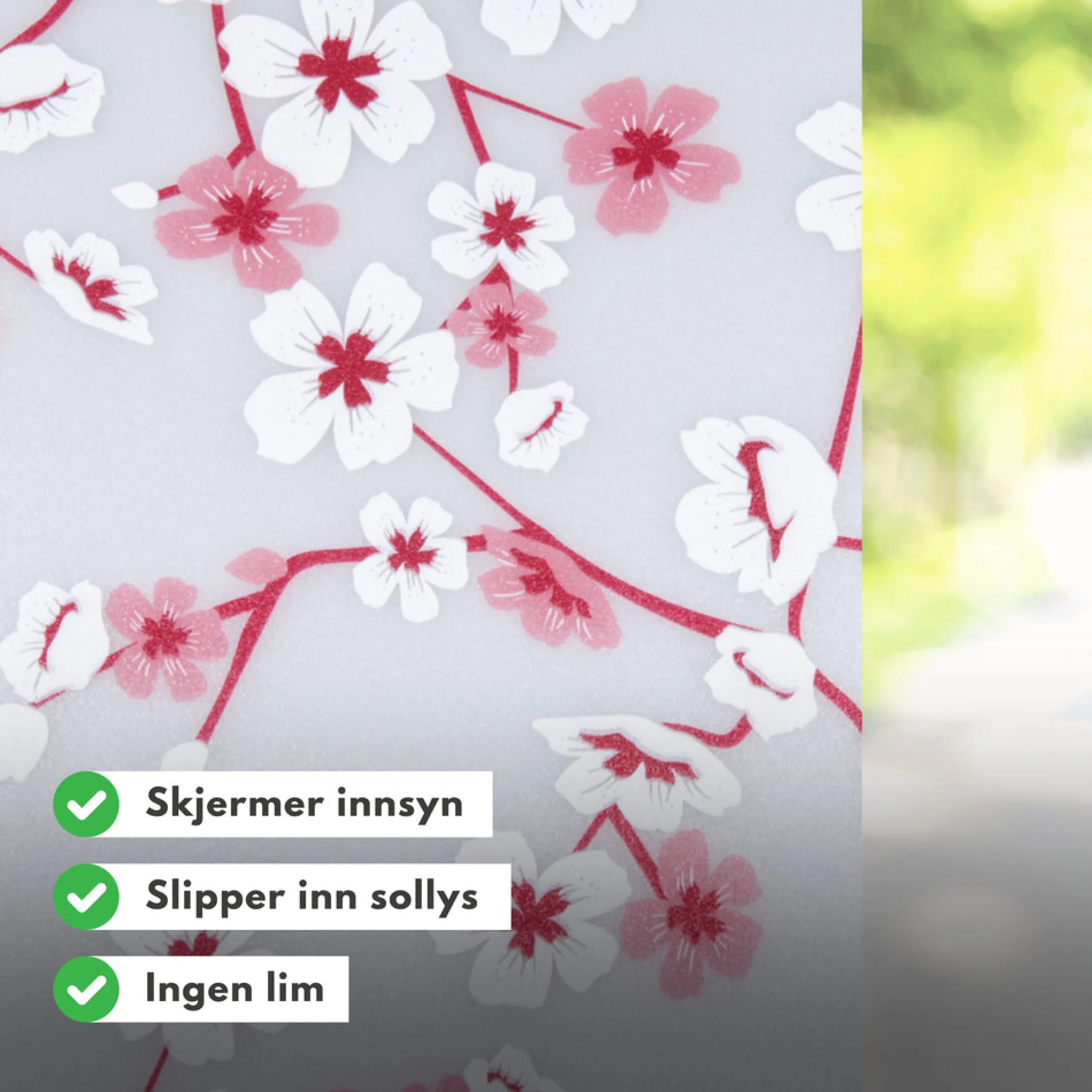 Discount Static premium Cherry flowers vindusfolie Vindusfolie