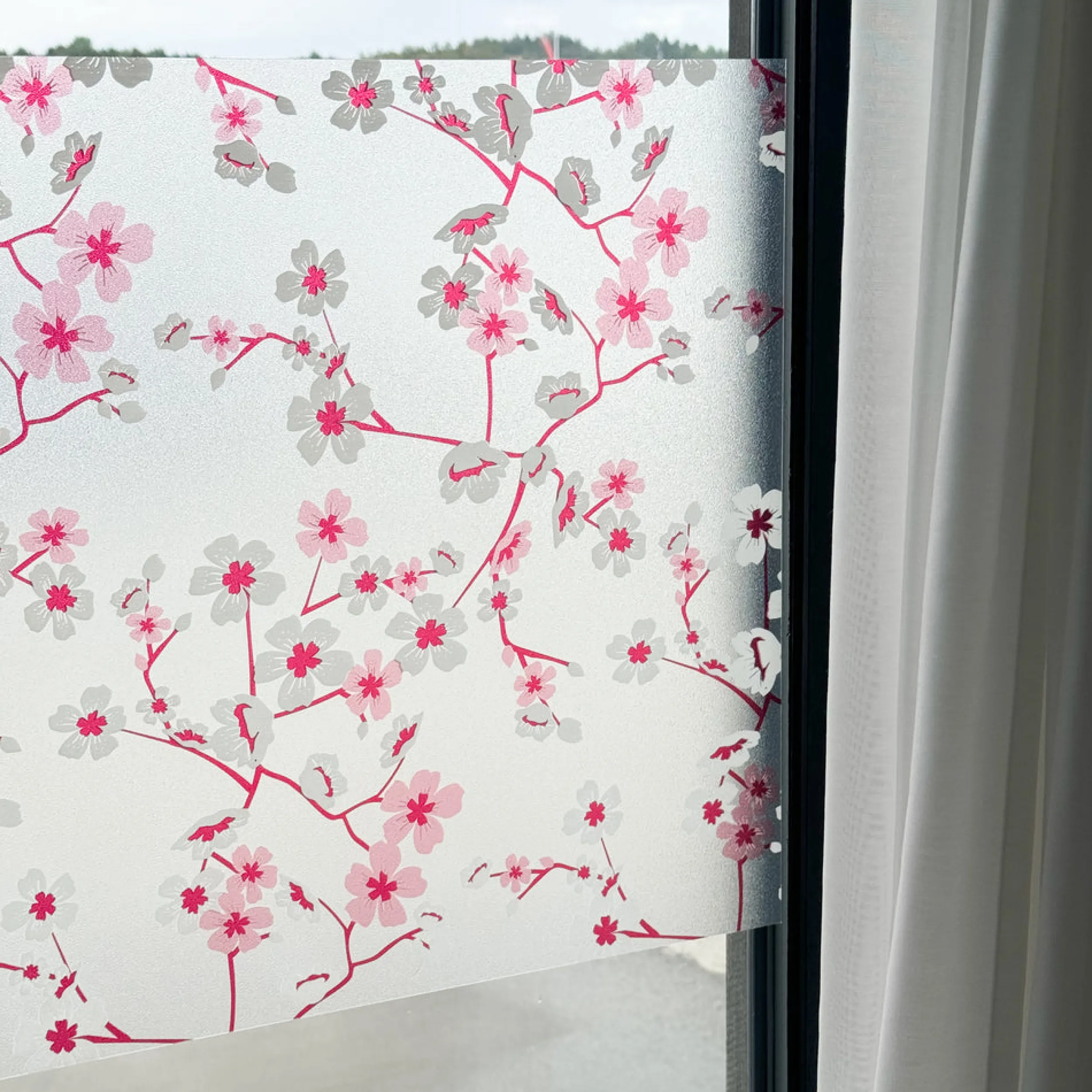 Discount Static premium Cherry flowers vindusfolie Vindusfolie