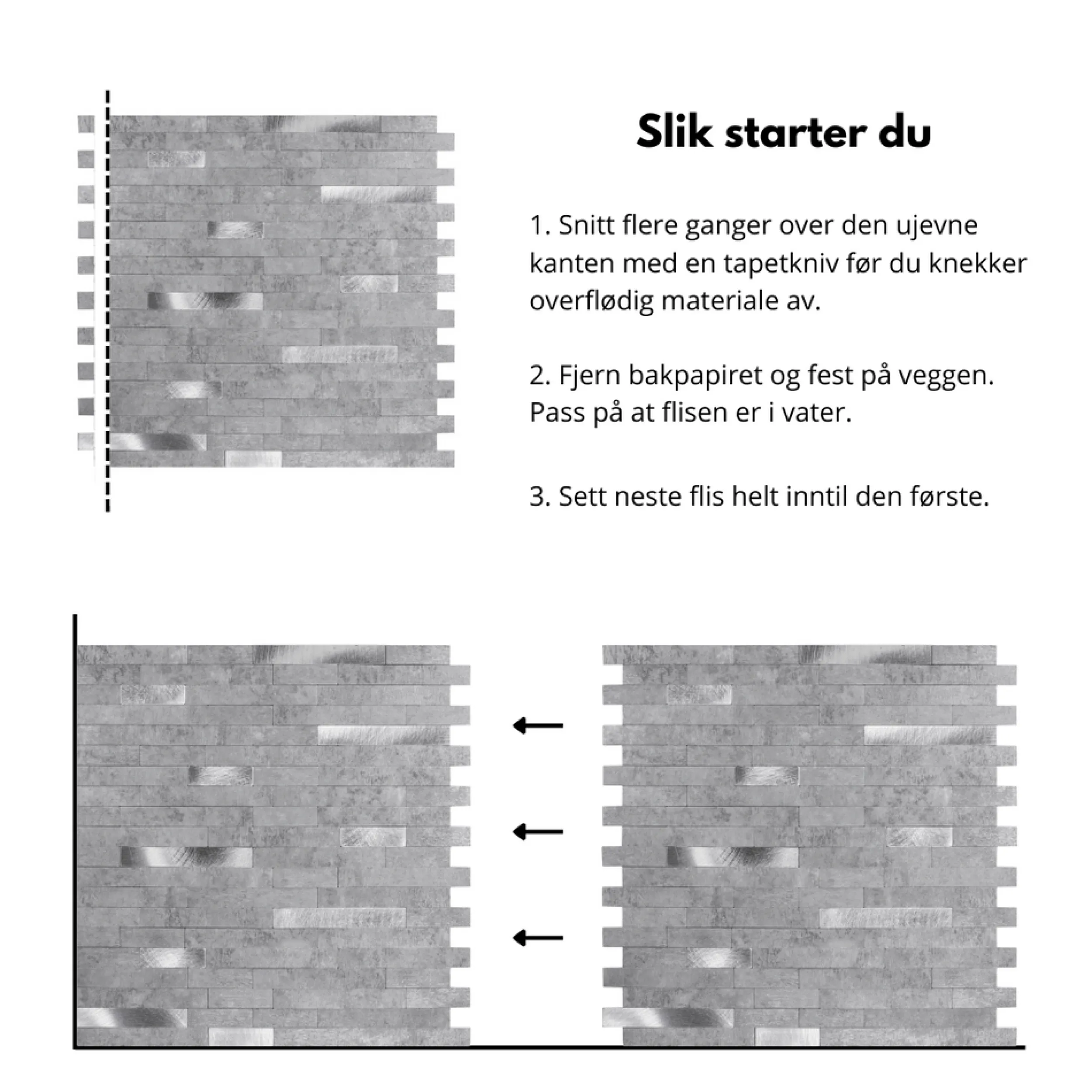 Outlet Stein lys grå selvklebende veggfliser Veggfliser | Til Kjøkkenvegg