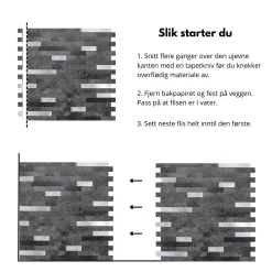 Discount Stein mørk grå selvklebende veggfliser Veggfliser | Til Kjøkkenvegg