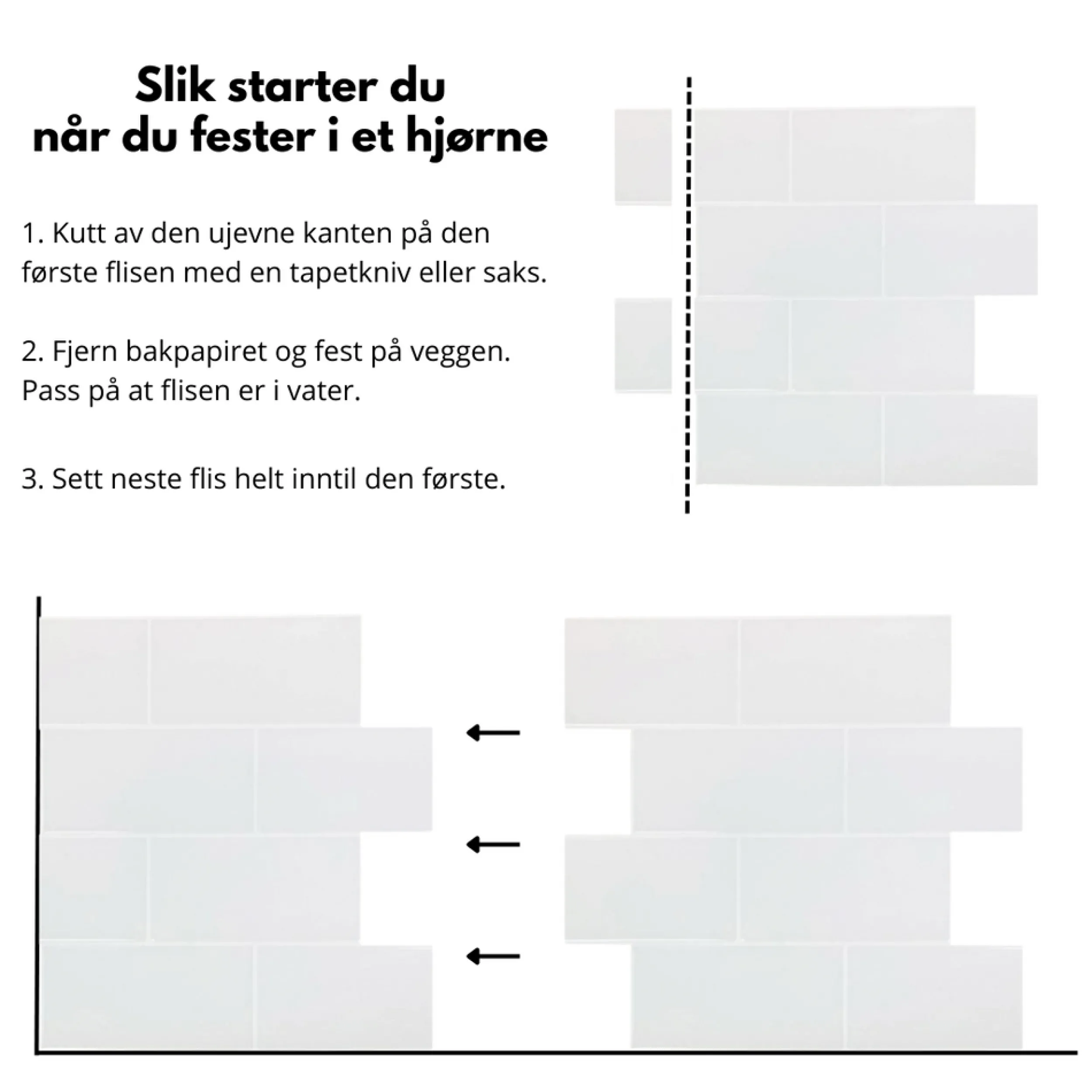 Clearance Subway hvit fliser med hvite fuger Veggfliser | Til Kjøkkenvegg
