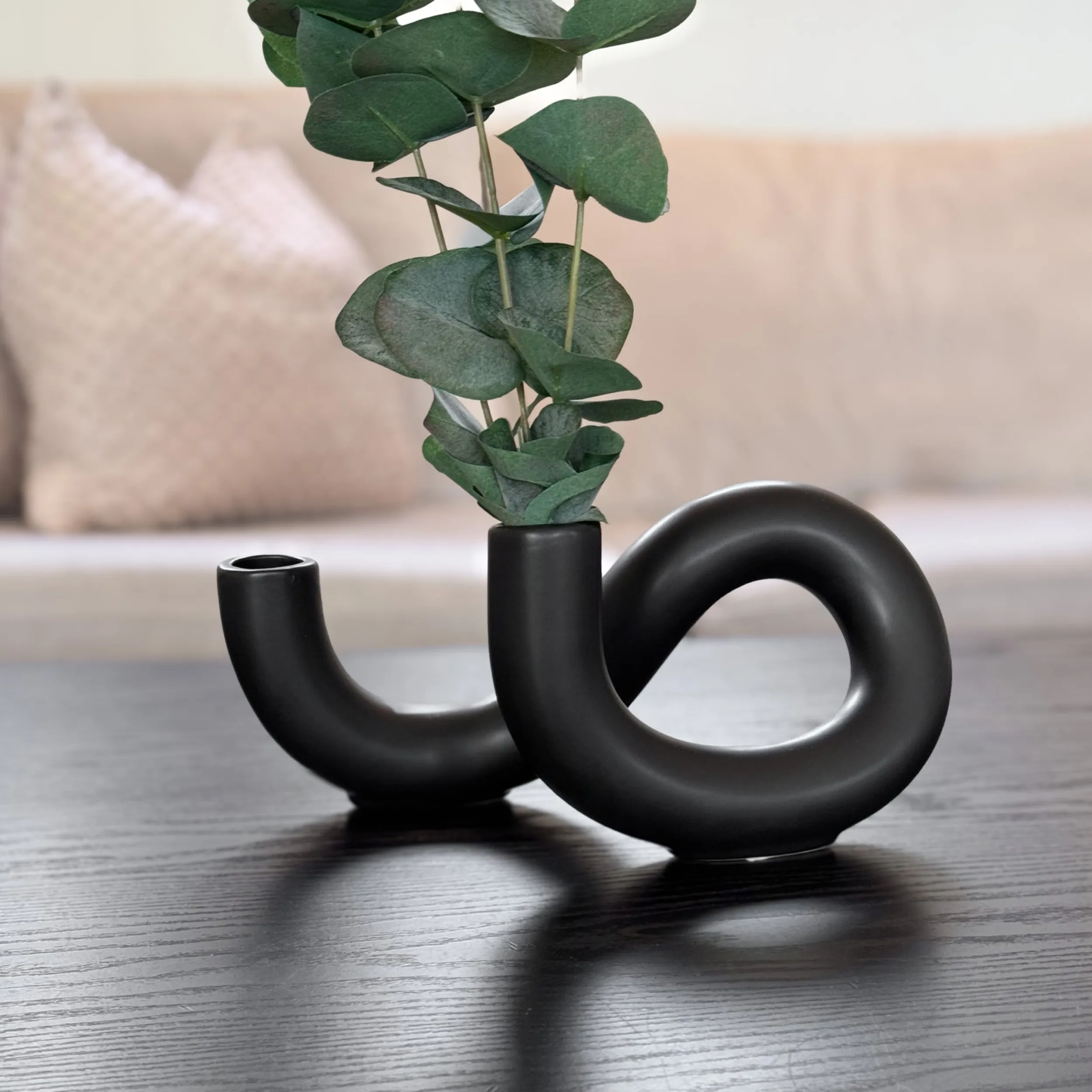 Hot Torsion dobbel vase, sort Lysestaker Og Lykter