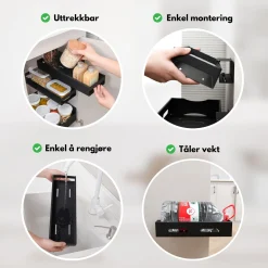 Best Uttrekkbar hylle smal sort Vaskerom | Baderom