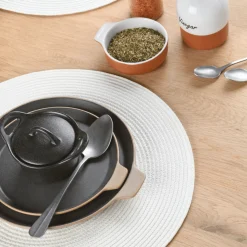 Hot Vevd bordbrikke, hvit, rund Borddekking